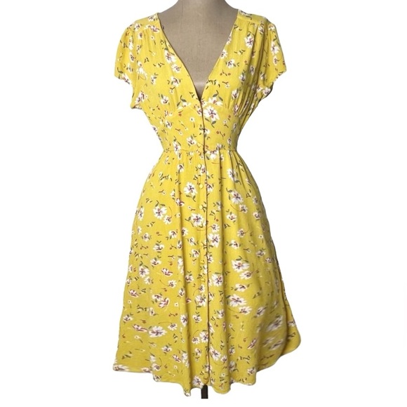 Yellow Floral Midi Dress - Picture 3 of 6
